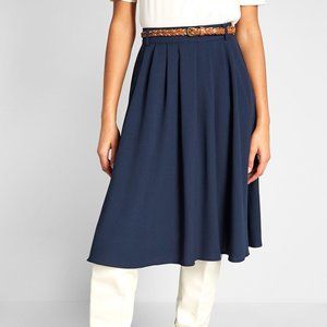 Modcloth Breathtaking Tiger Lilies Midi Skirt Navy